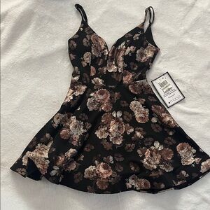 Macy's Black Floral Mini Dress